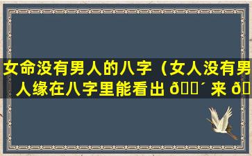 女命没有男人的八字（女人没有男人缘在八字里能看出 🐴 来 🕊 吗）